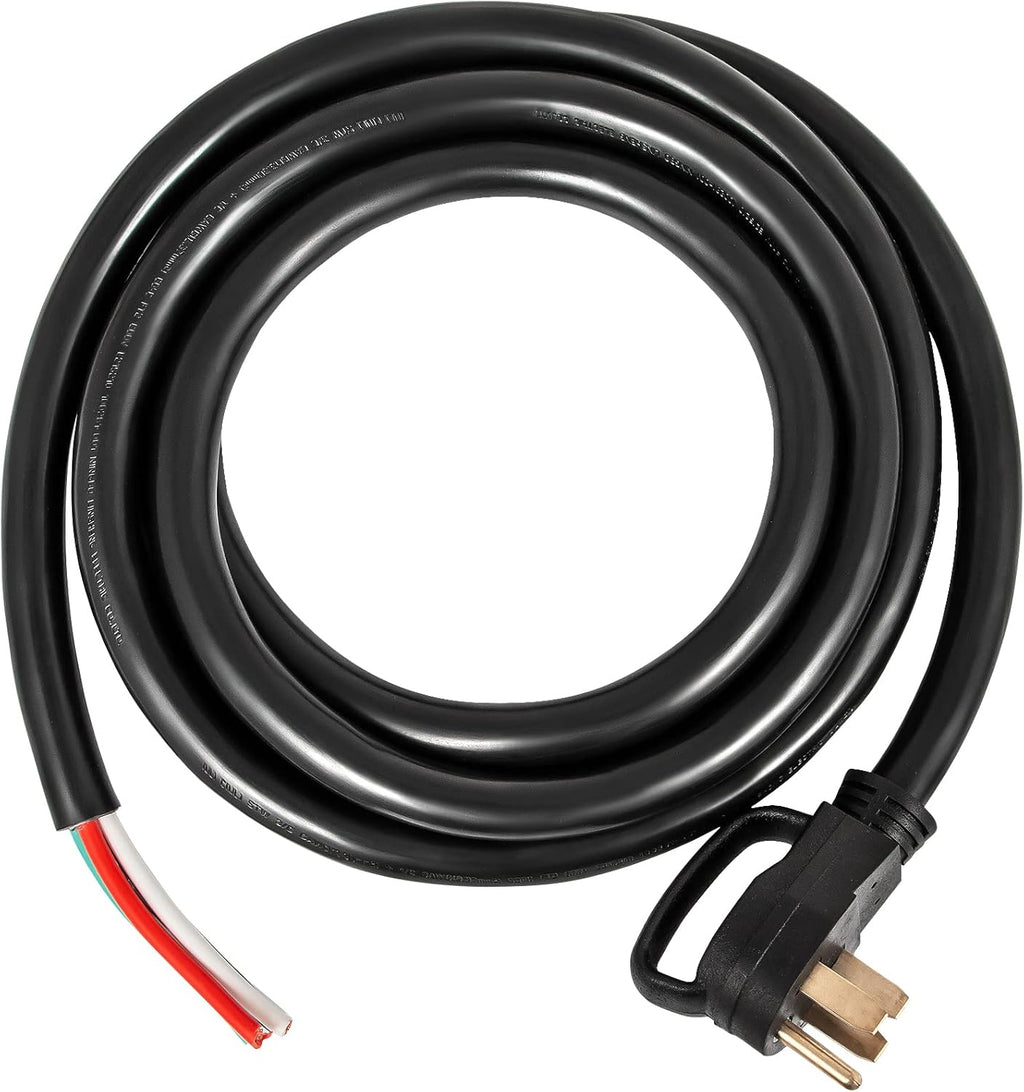VEVOR 50FT 50 Amp Generator Cord, 6/3+8/1 AWG Pure Copper STW Cable 125V/250V 12500W, NEMA 14-50P to Bare Wire Open End for Transfer Switch Inlet Box Hardwire, ETL Listed