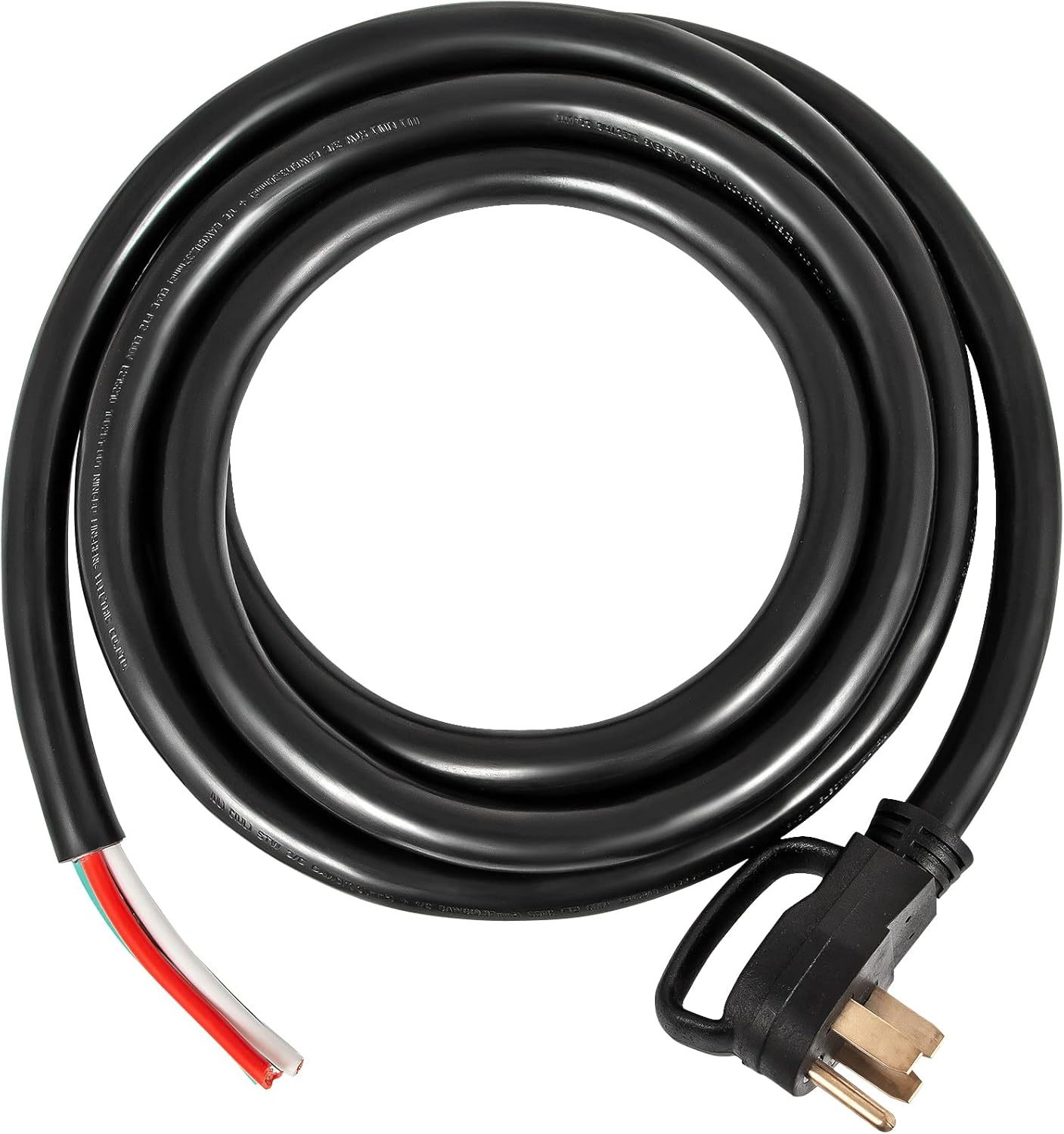 VEVOR 50FT 50 Amp Generator Cord, 6/3+8/1 AWG Pure Copper STW Cable 125V/250V 12500W, NEMA 14-50P to Bare Wire Open End for Transfer Switch Inlet Box Hardwire, ETL Listed