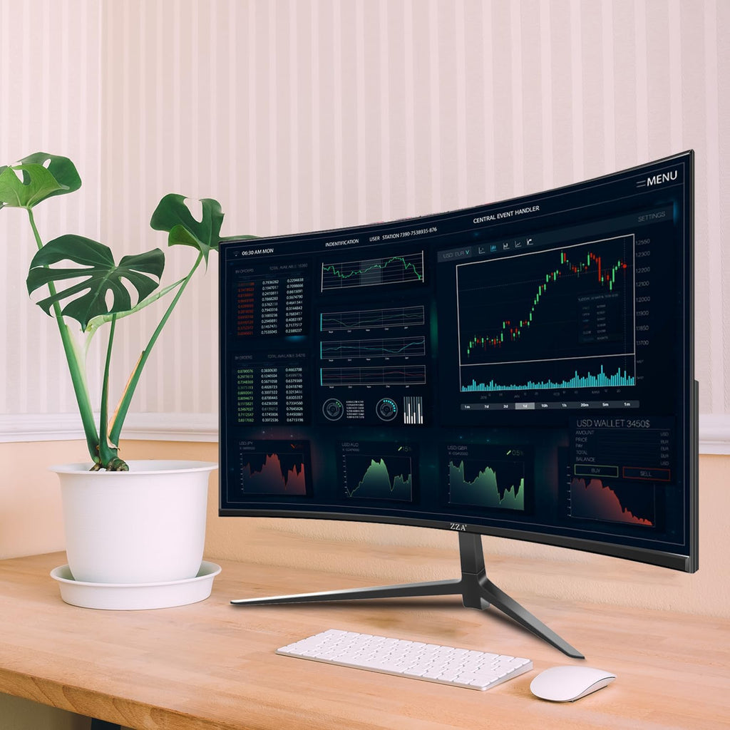 ZZA 27 Inch Gaming Monitor, 180Hz-200Hz Curved Monitor,VA PC Monitor,Full HD 1920x1080/180Hz Refresh Rate, 1ms Response, 100% sRGB, 1080p Resolution,FreeSync,VESA Mountable,DP 1.4 & HDMI 2.0 Ports