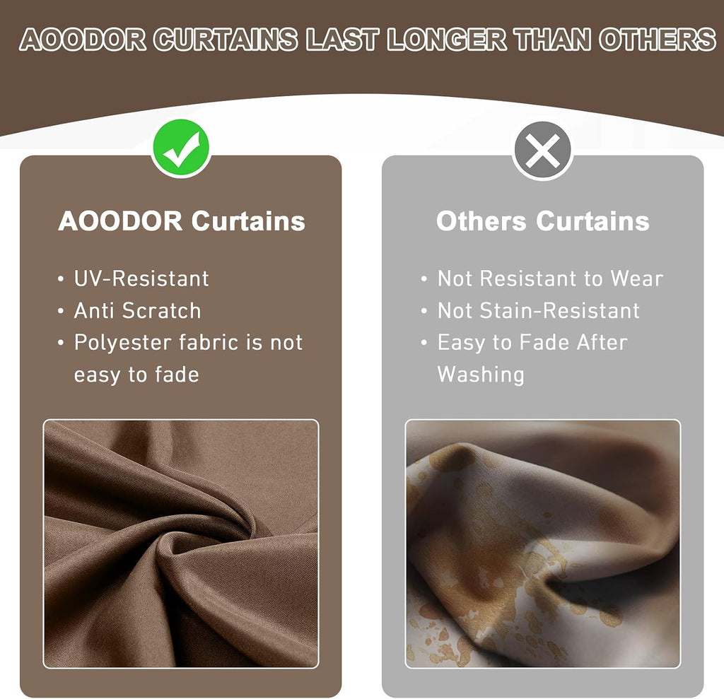 Aoodor 12x16 ft Outdoor Gazebo Curtains, 4 Panels Waterproof Privacy Sidewall Replacement with Zipper for Patio Pergola and Canopy, Brown