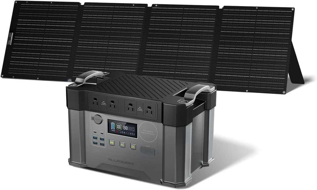 ALLPOWERS S2000 Pro Solar Generator with Panels Included, 2400W MPPT Portable Power Station with SE200 Foldable Solar Panel 200W, Solar Backup Power for Van House Outdoor Camping