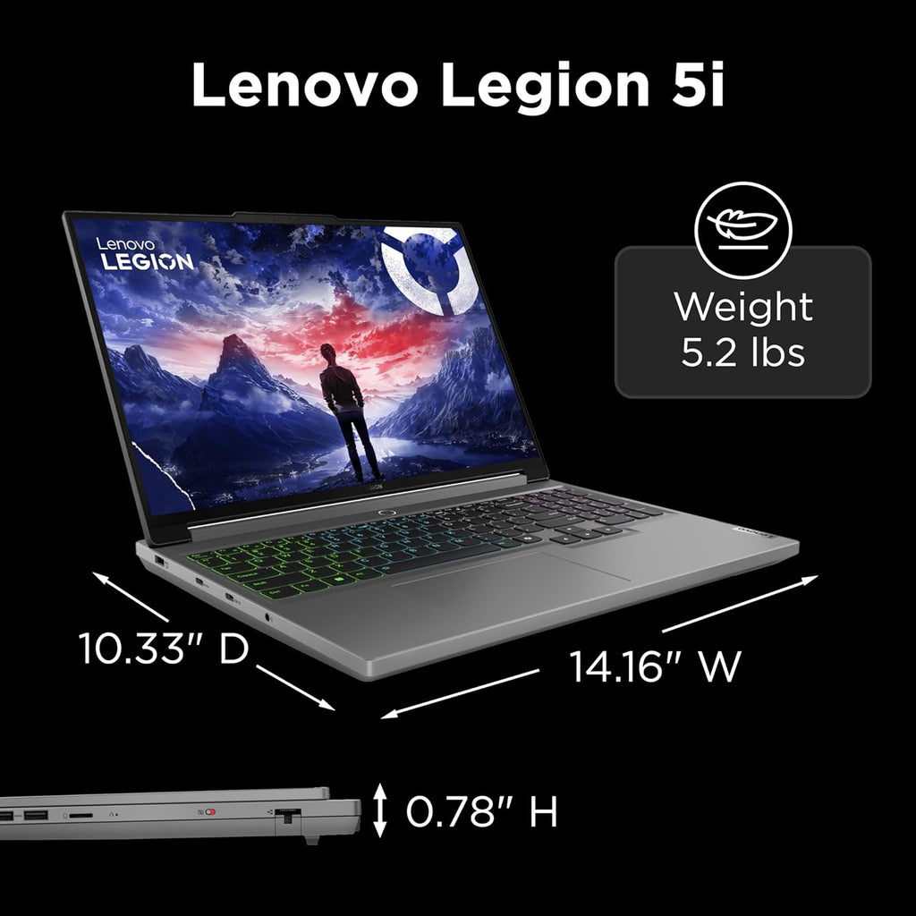 Lenovo Legion 5i Gaming Laptop - NVIDIA GeForce RTX 4070 8G - 16' WQXGA Display - Intel Core i7-14650HX - 32GB RAM - 512GB SSD - Windows 11 Home - Luna Grey