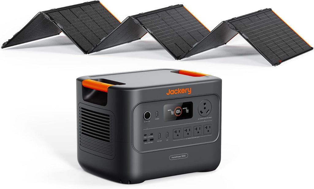 Jackery HomePower 3000 Portable Power Station with 500X Solar Panels, 3600W (Surge 7200W) Output, 3072Wh LFP Solar Generator, Essential Backup for Home Use, Power Outage, Emergencies