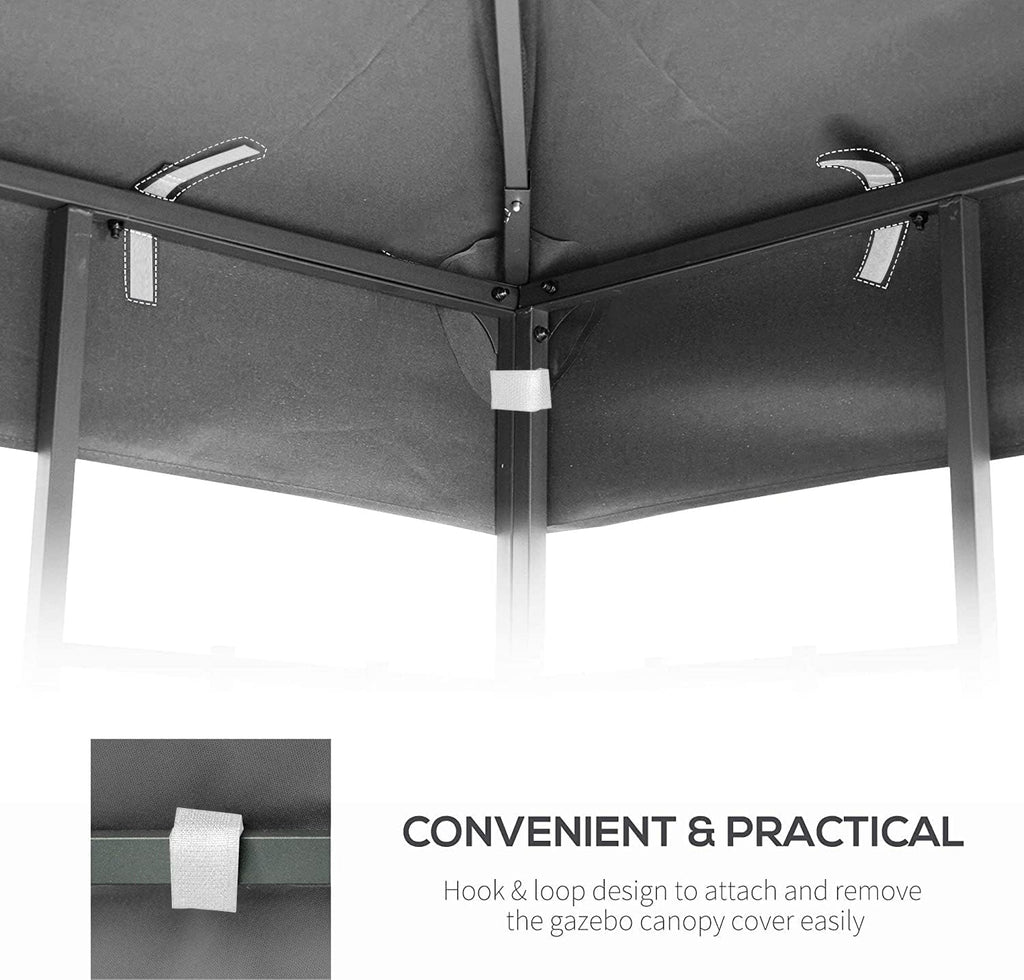 10x10 Ft Gazebo Canopy Replacement Cover, Double Tiered Gazebo Replacement Top (Grey)