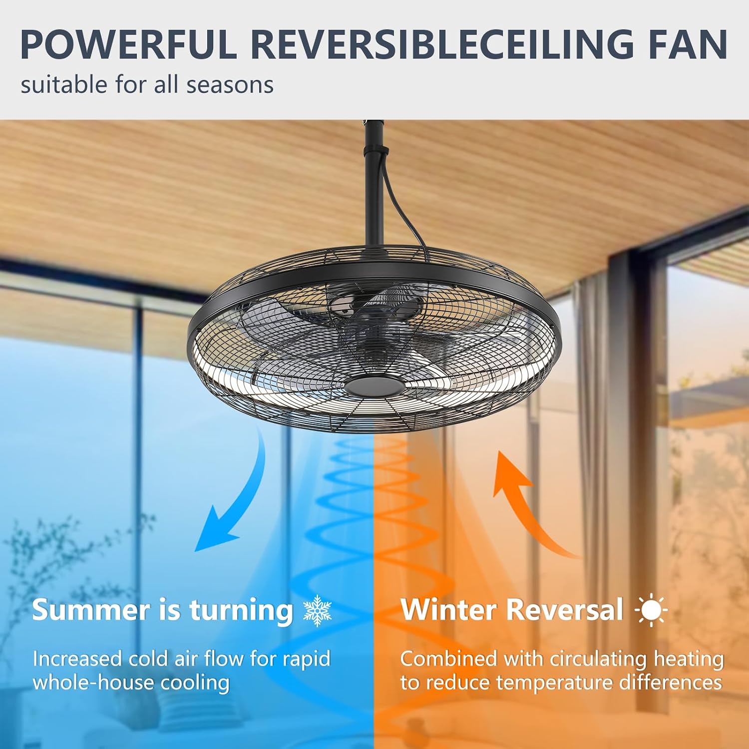 AHAWILL Outdoor Ceiling Fans with Lights, 20'' Gazebo Fan, Plug in Ceiling Fan for Patios, Pergola, Ceiling Fan with Remote Control, Hanging with Hook,Black