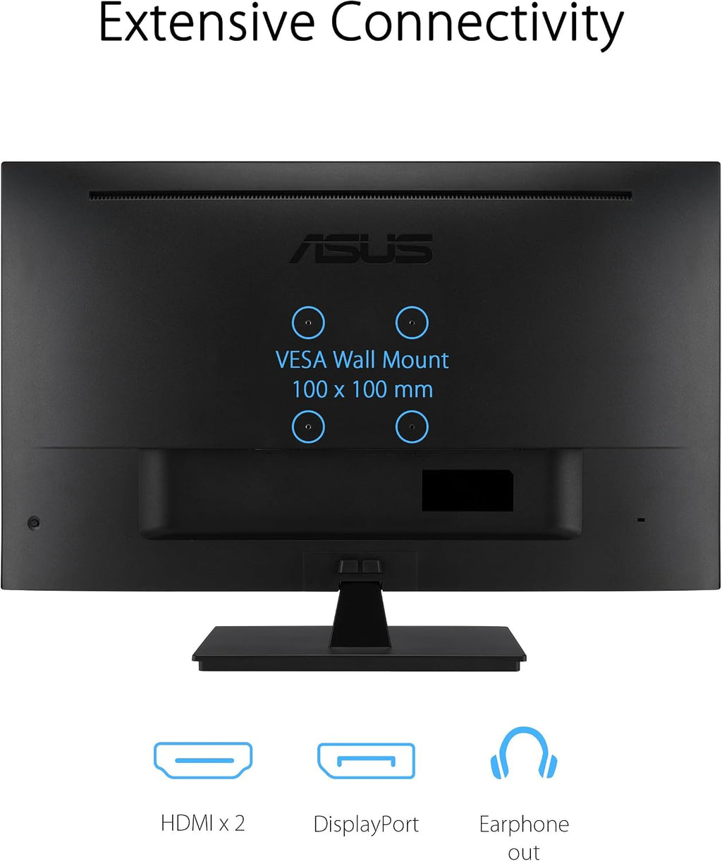 ASUS 31.5' 4K HDR Eye Care Monitor (VP327Q) – UHD (3840 x 2160), 99% sRGB, HDR-10, Adaptive-Sync, Speakers, DisplayPort, HDMI, Flicker Free, Blue Light Filter, VESA Mountable,Black