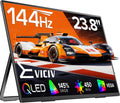 Portable Monitor 24' 144Hz 1080P, 145% sRGB QLED Gaming Monitor, 0.1MS FreeSync, 450Nits Laptop Monitor, USB-C & HDMI, VESA & Stand, Large Second Screen for Laptop, Computer, Mini PC, Game Consoles