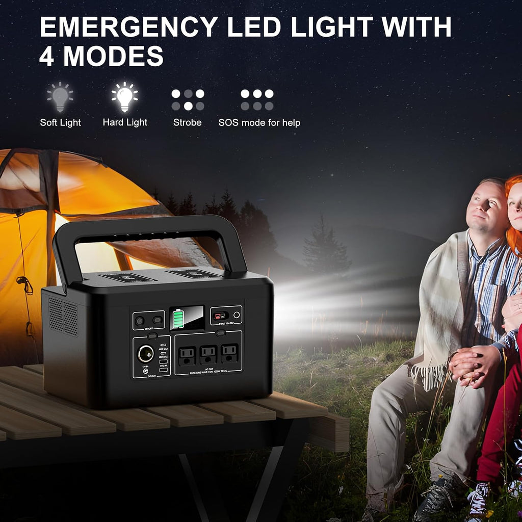 powkey Portable Power Station 800W with 3 AC Outlets, 740Wh Solar Powered Generator(Solar Panel Optional), Emergency Backup Lithium-ion Battery for Outdoors Travel RV Trip Camping CPAP Machine