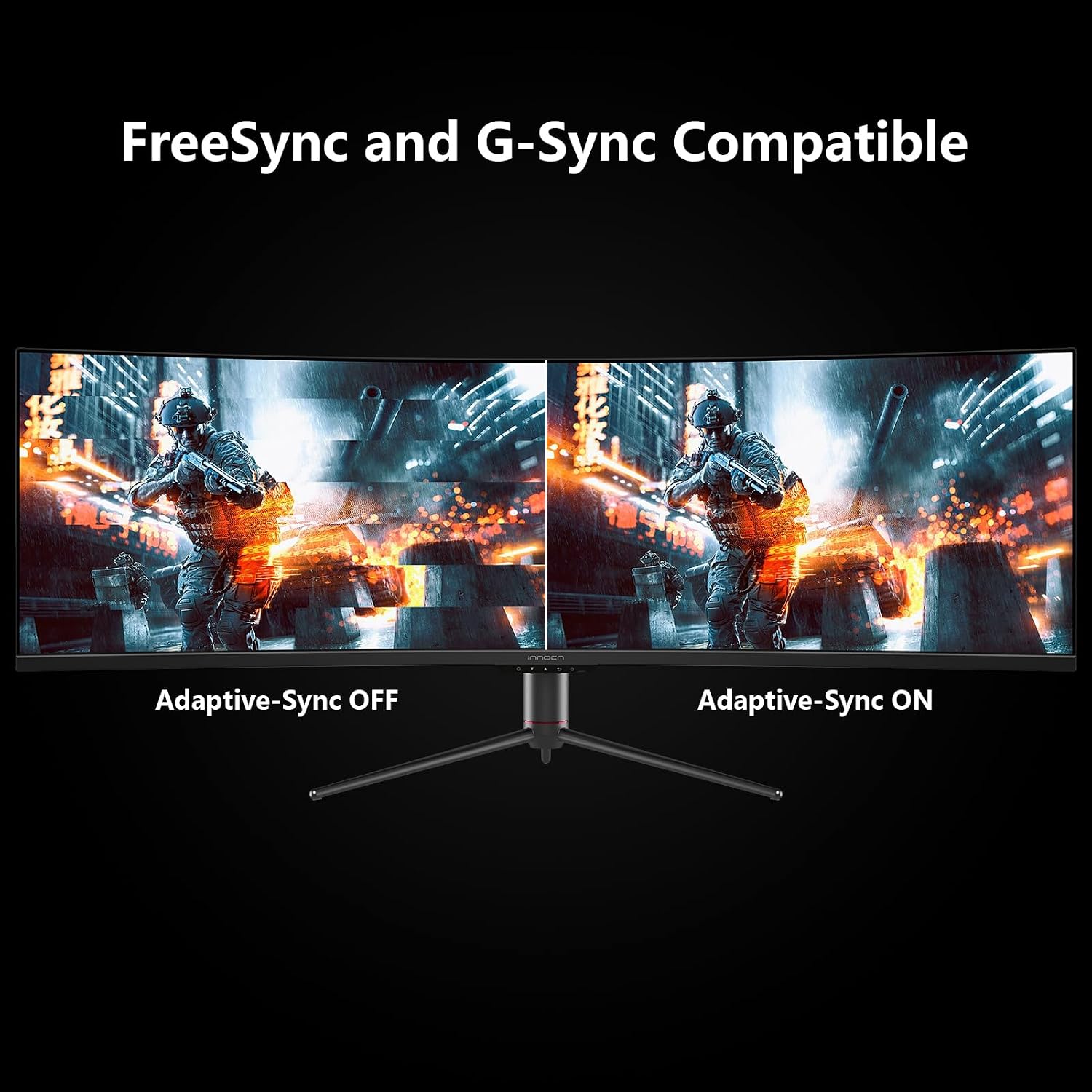 INNOCN 49' Curved Gaming Monitor 144Hz Ultrawide 32:9 WDFHD 3840 x 1080P, R1800, 99% sRGB, HDR400, USB Type C, DisplayPort, HDMI, Built-in Speakers, Height/Tilt Adjustable - 49C1G