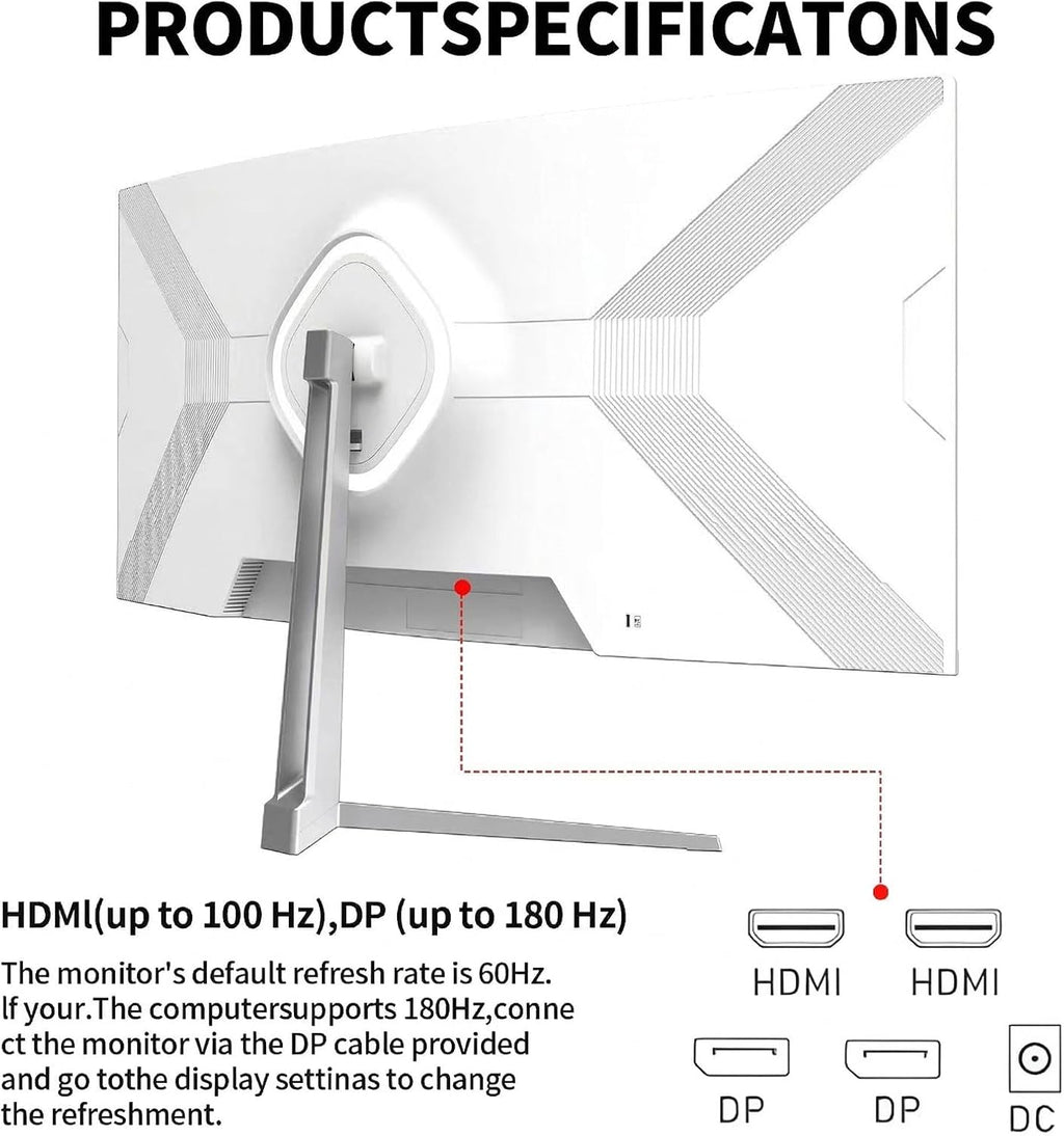 ZZA UltraWide 34 Inch Curved Monitor 1500R PC Screen 180hz Refresh Rate WQHD 3440x1440 Computer Gaming Monitor VA PanelAMD FreeSync Premium | HDR10 | 99% sRGB | VESA