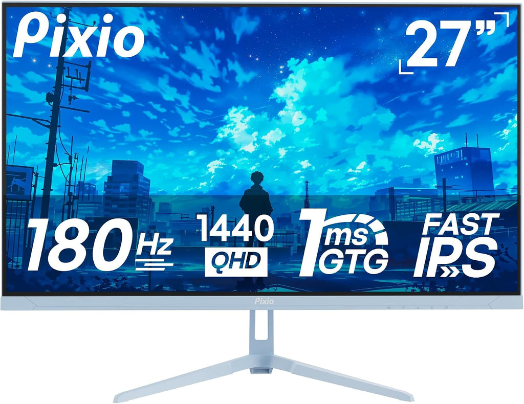 Pixio PX278 Wave Blue 27 inch 180Hz Refresh Rate Quad HD 1440p Resolution Fast IPS Panel 1ms GTG Response Time Built-in Speakers Gaming Monitor with AMD FreeSync