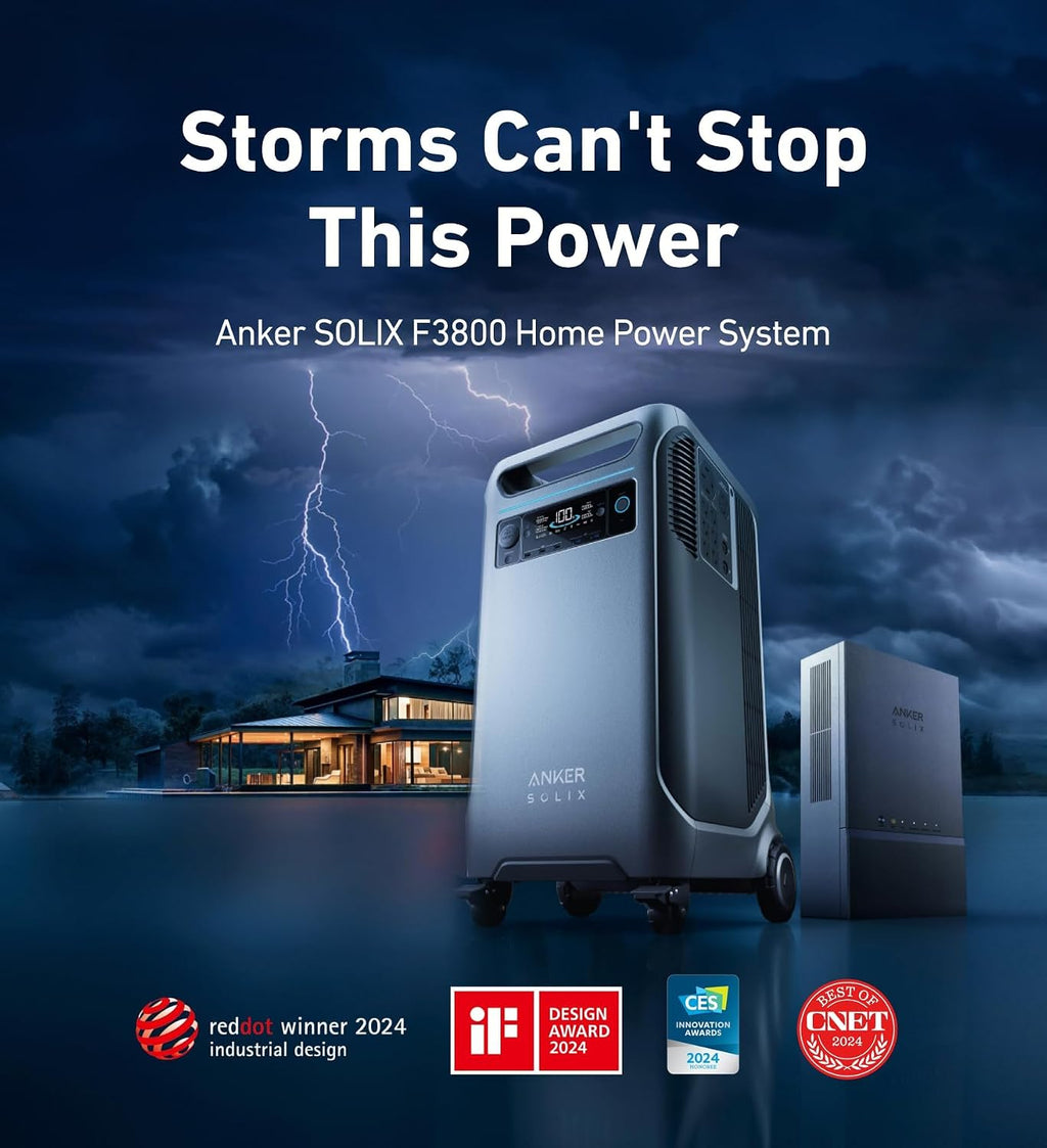 Anker SOLIX F3800 Portable Power Station with Protective Cover, 3840Wh LiFePO4 Batteries, Ultra-High 6000W AC Output, Solar Generator for Home Backup, RVs, Emergencies, Power Outages, Outdoor Camping