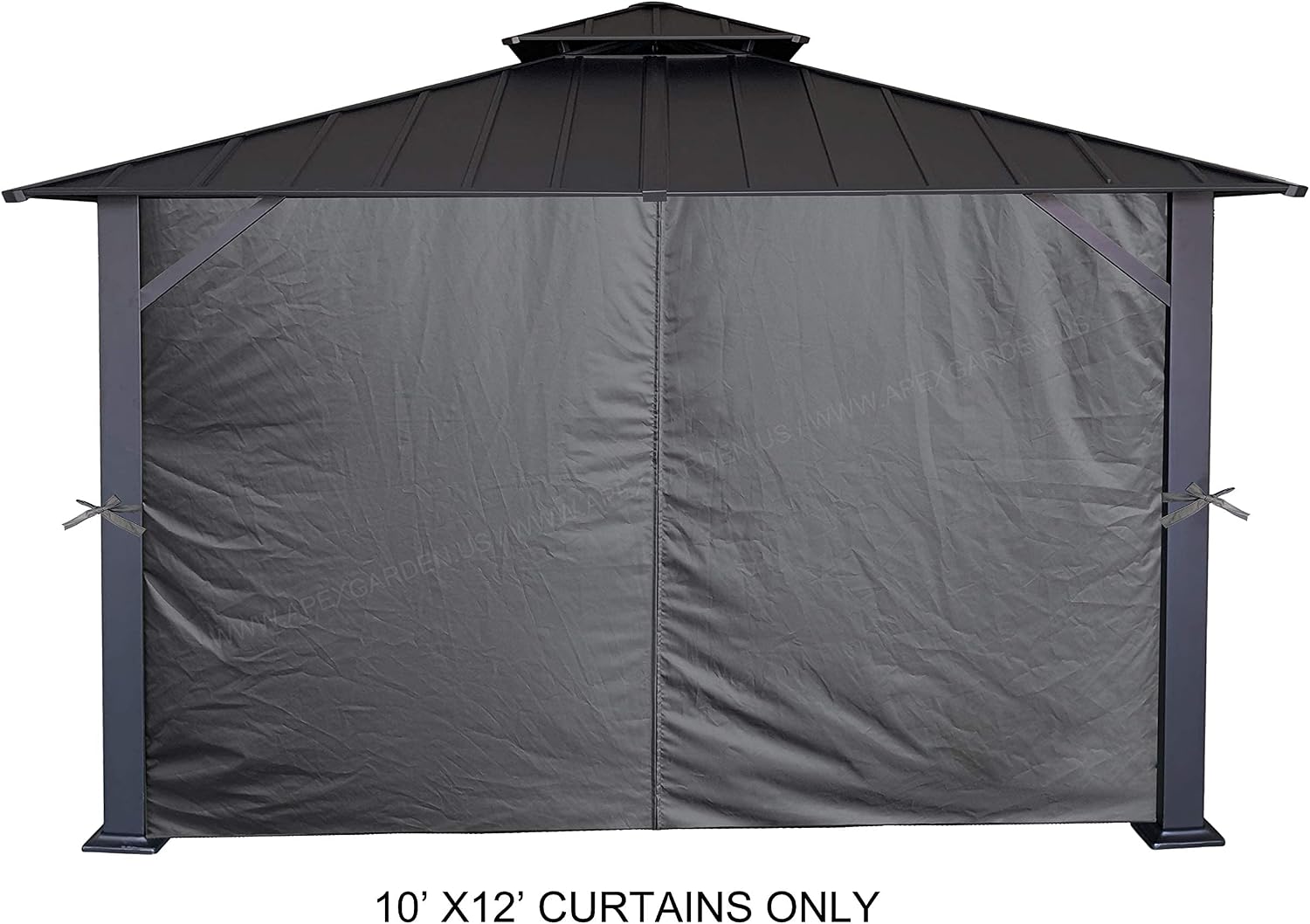 APEX GARDEN Four-Side Privacy Curtain Set for 10-Ft x 12-Ft Gazebo (Grey)