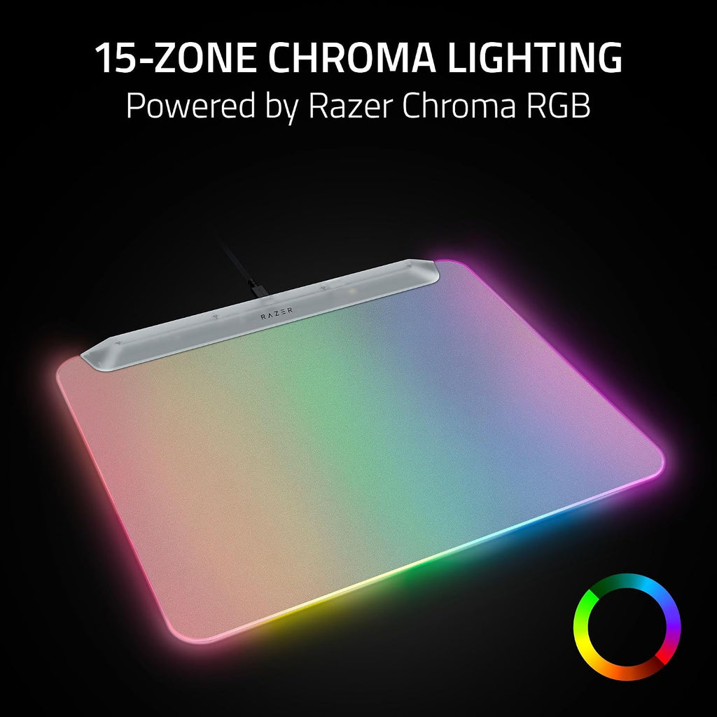 Razer Firefly V2 Pro Fully Illuminated RGB Gaming Mouse Mat: Backlit Design - 15 Zone Chroma Lighting - USB 2.0 Port - Detachable USB Type C Cable - Micro Textured Surface - Anti Slip Base