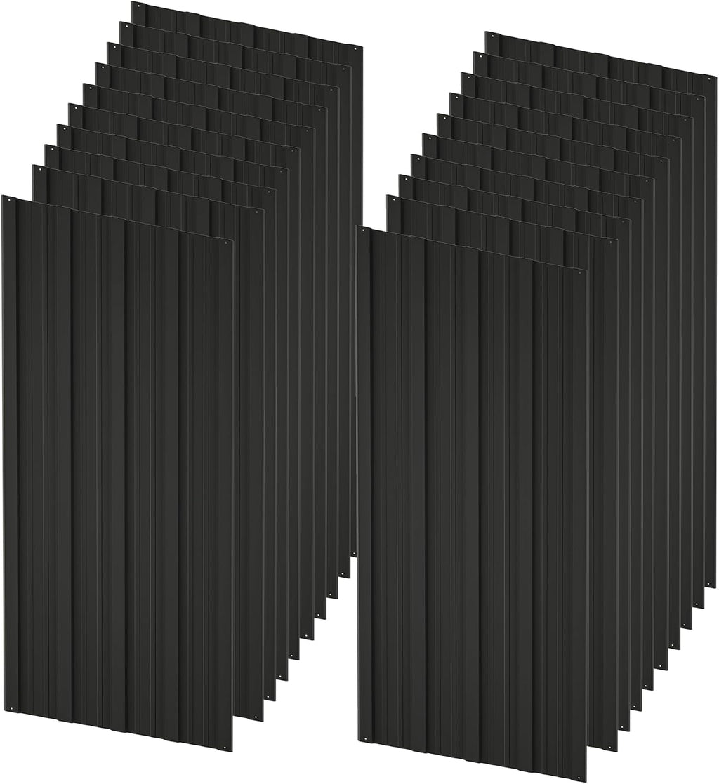 Roof Panels 20 pcs L42.52×W16.77 inch Galvanized Steel, Metal Corrugated Tin Roofing Panels Gazebo Top Cover Heavy Duty Roof Replacement for Patio Outdoor Garden, Black