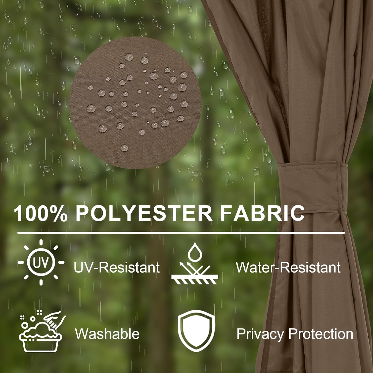 BPS 12' x 14' Gazebo Privacy Curtains with Double Zipper, 4-Panels Side Wall Universal Gazebo Side Panels Replacement for Patio, Outdoor Canopy, Garden and Backyard (Curtain Only)