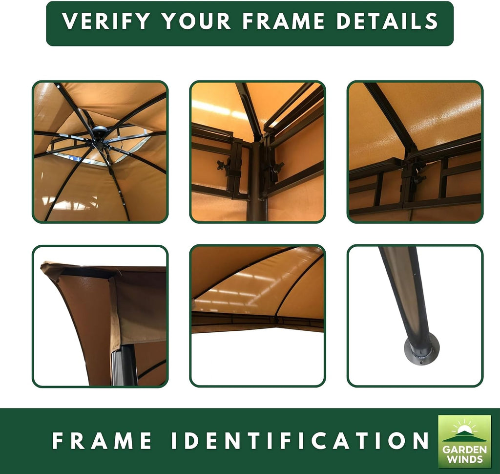 Garden Winds Reinforced Replacement Canopy Top Cover Compatible with The 47228320, 5520L BBB Solar 10' x 10' Gazebo – Classic Sand, RipLock 350
