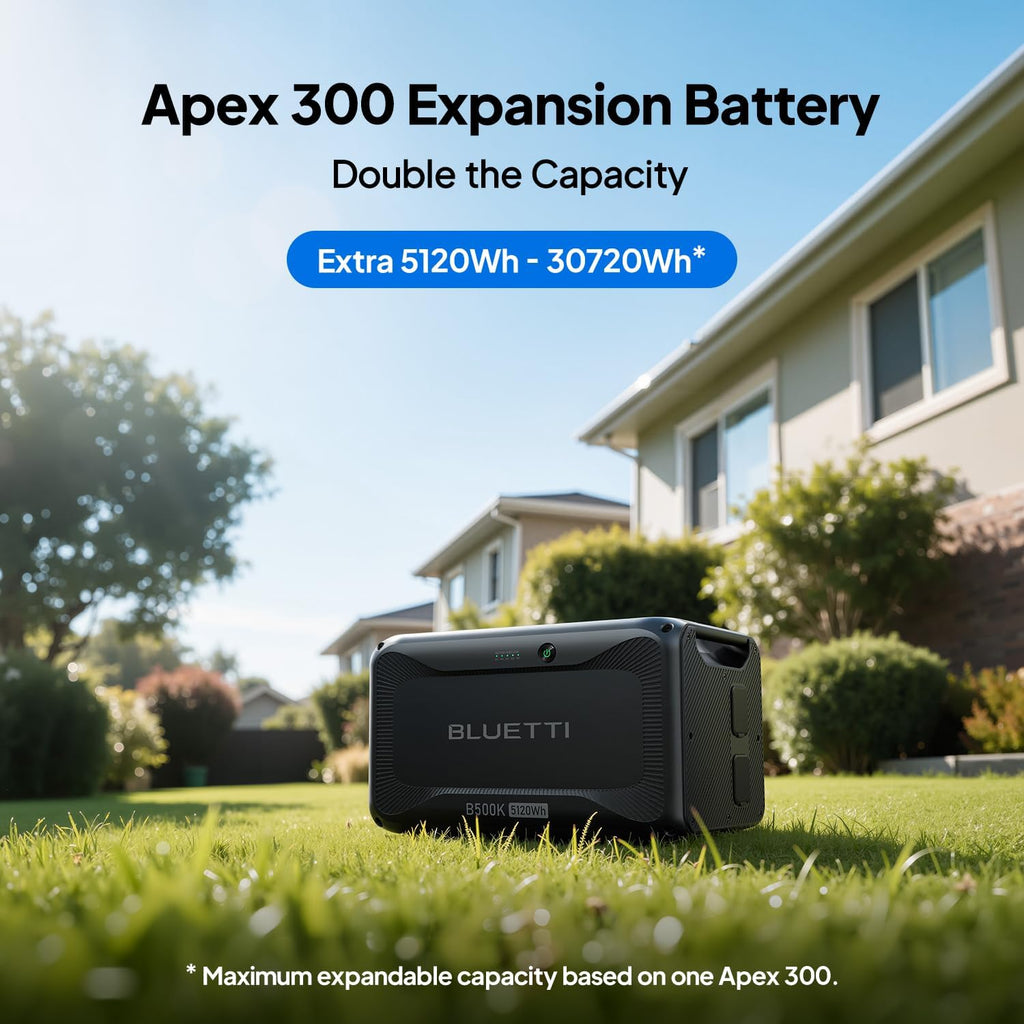 BLUETTI B500K Expansion Battery for Apex 300 Portable Power Station, 5120Wh LiFePO4 Battery Pack, Solar Generator Add-on Module for Home Backup, Emergency, Off-Grid (Expansion Cable CA90 Included)
