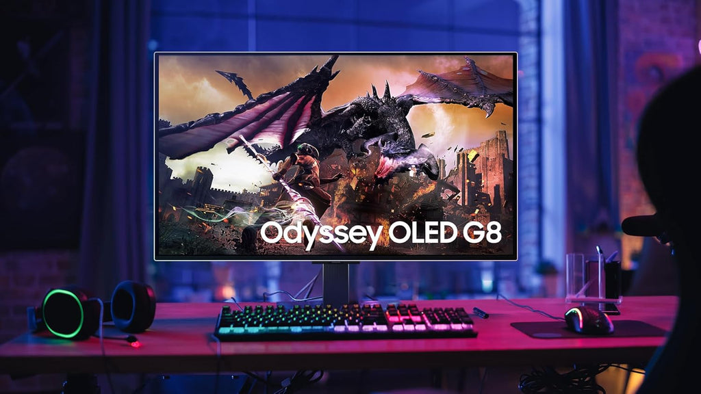 Samsung 32' Odyssey OLED G8 (G80SD) Series 4K UHD Smart Gaming Monitor w QD-OLED, 240Hz 0.03ms, G-Sync Compatible, Glare-Free Display, Sleek Metal Design, LS32DG800SNXZA, 3 Yr Warranty