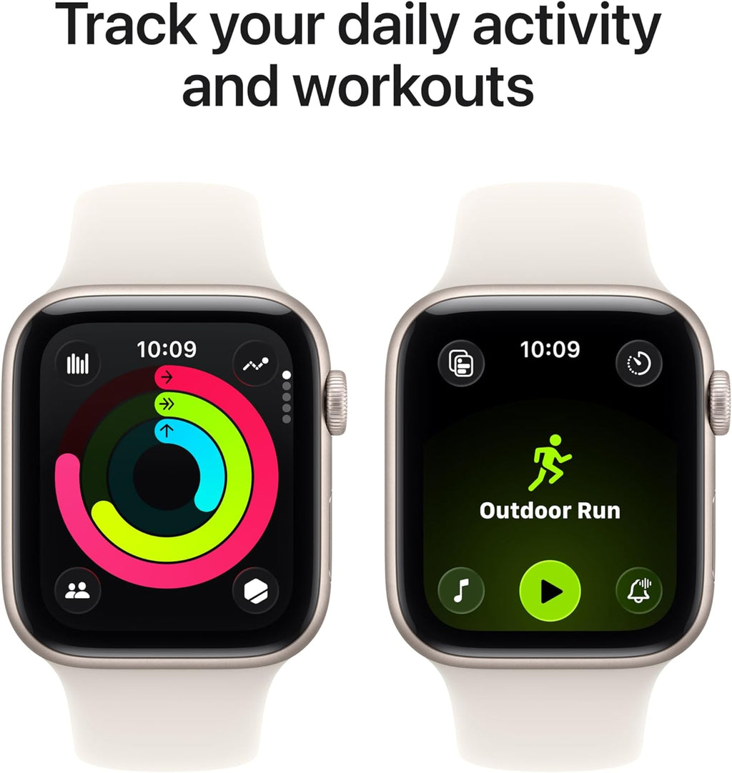 Apple Watch SE 3 [GPS 44mm] Smartwatch with Starlight Aluminum Case with Starlight Sport Band - M/L. Fitness and Sleep Trackers, Heart Rate Monitor, Always-On Display, Water Resistant
