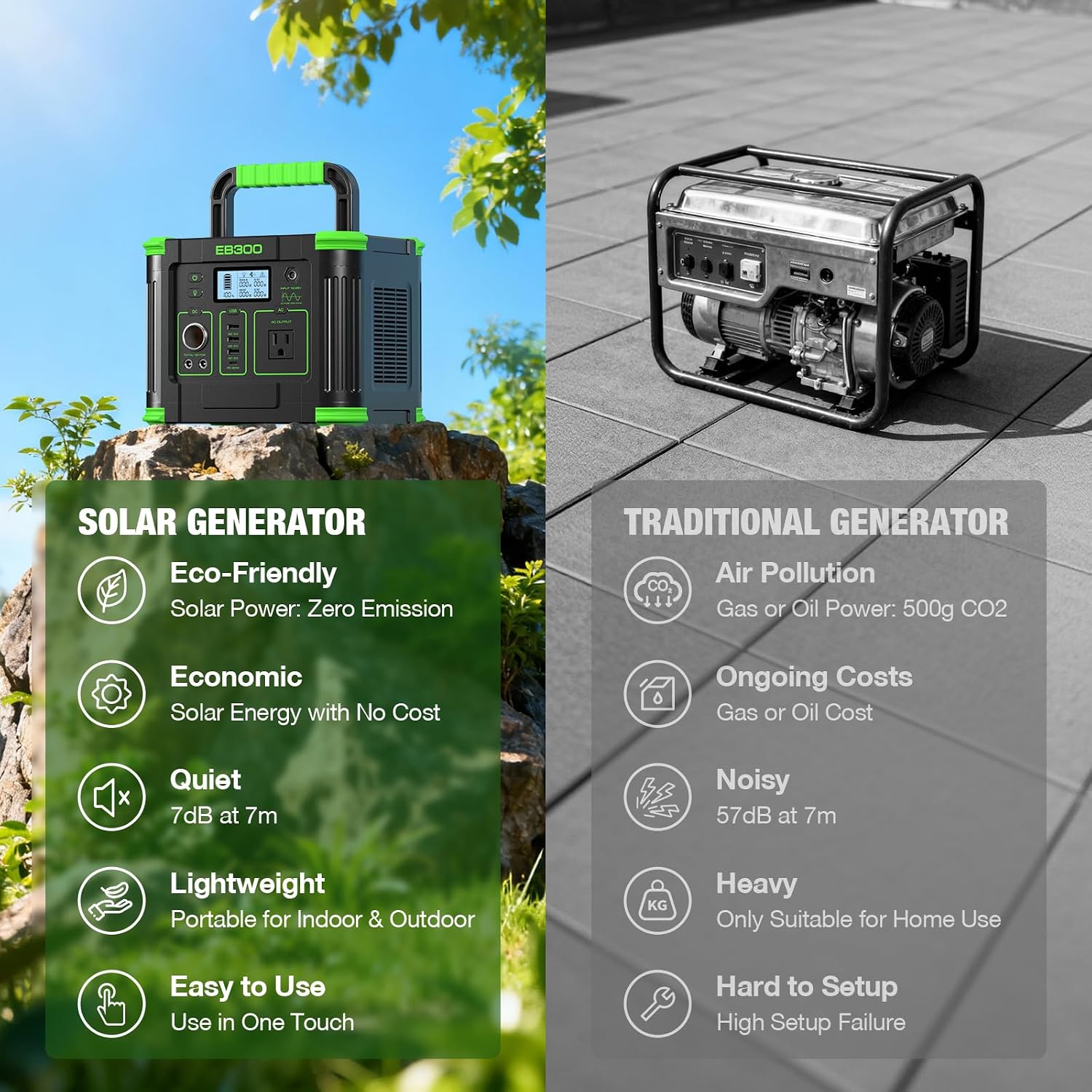 GRECELL 330W Portable Power Station with 100W Solar Panel, 288.6Wh Portable Power Station 330W Solar Generator AC Outlets, Backup for Outdoor Camping, Trip, Power Outage