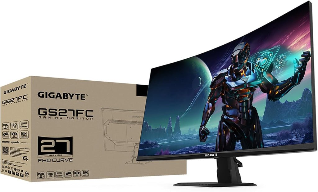 GIGABYTE GS27FC 27' 180Hz 1080P Gaming Monitor, 1920 x 1080 VA 1500R Display, 1ms (MPRT) Response Time, HDR Ready, FreeSync Premium, 1x Display Port 1.4, 2X HDMI 2.0 (GS27FC US)