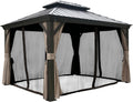 Kozyard Gazebo Privacy Screen Netting for 10' x 12' Gazebo, Textilene Mesh Net for Hardtop Gazebo, Breathable Outdoor Gazebo Netting