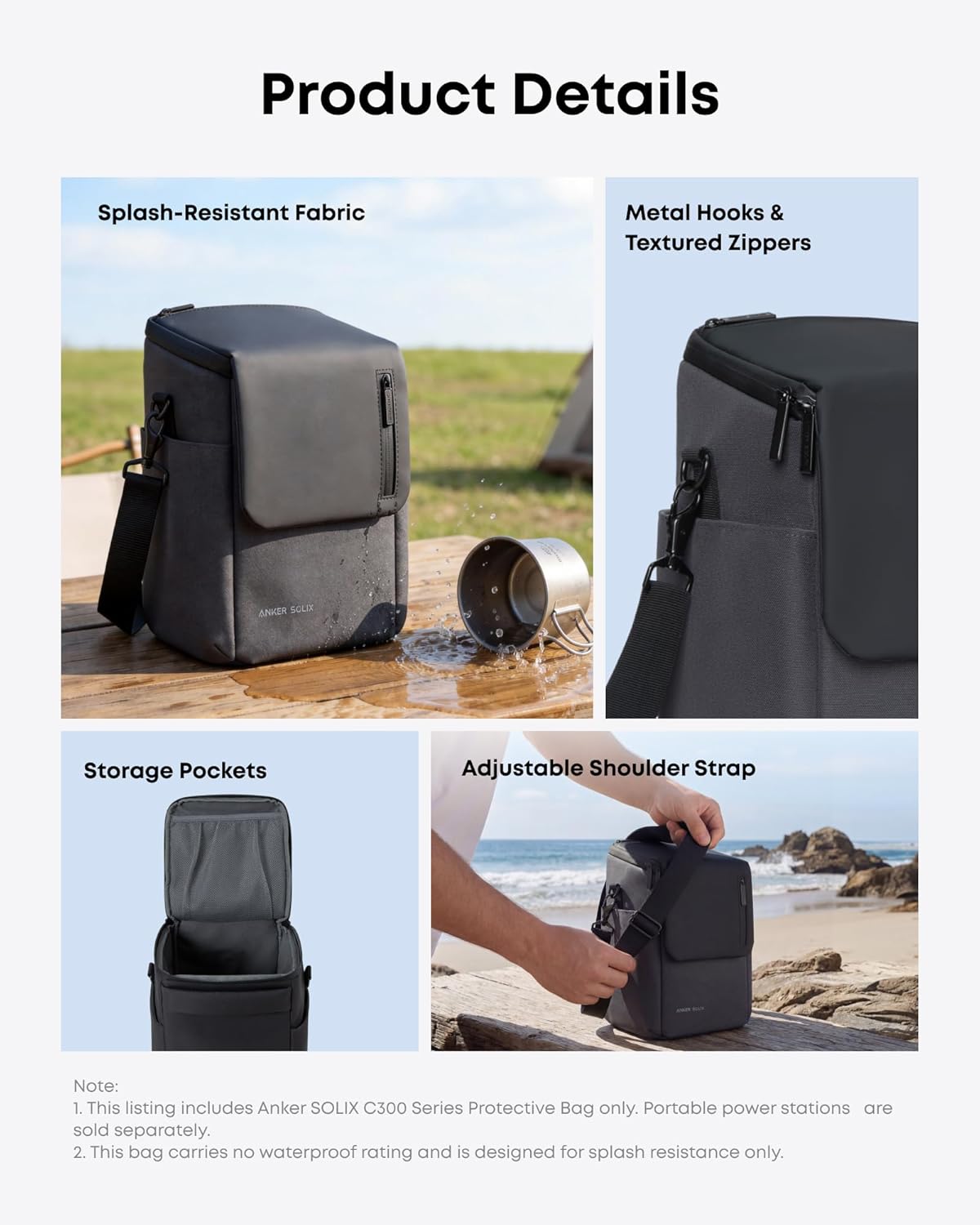 Anker Solar Generator SOLIX C300 with Protective Bag, 288Wh Portable Power Station, 300W (600W Surge), LiFePO4 Battery, 140W Two-Way Fast Charging, for Outdoor Camping, Traveling, and Emergencies