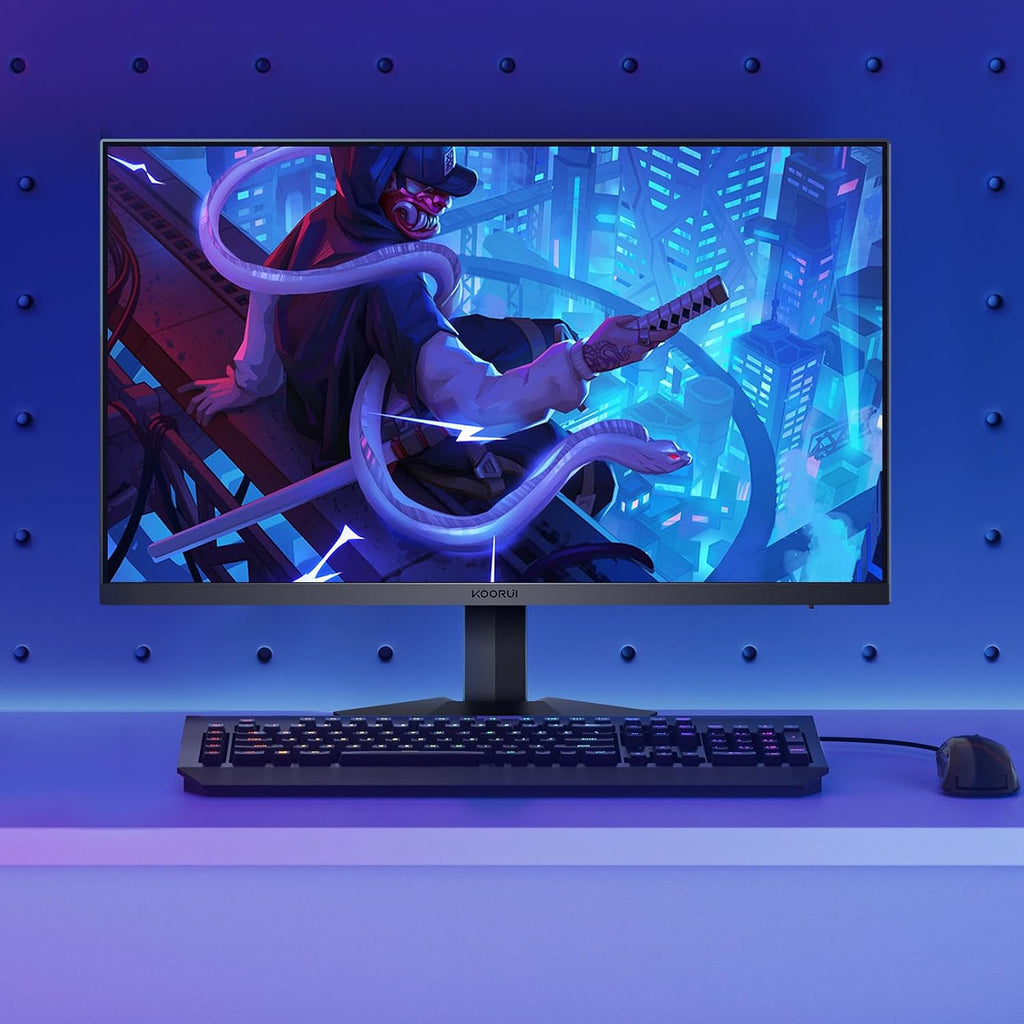 KOORUI 27 Inch Gaming Monitor 240hz, 1ms, FHD 1920x1080, 90% DCI-P3, 100% sRGB Color Gamut, Adaptive Sync Compatible, HDMI, DisplayPort, Black, GN02