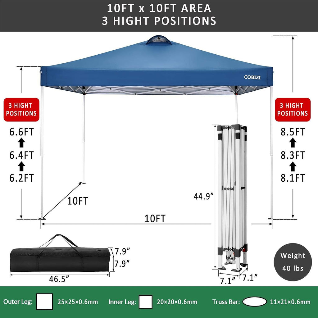 Canopy 10x10 Waterproof Pop up Tent with 4 Sidewalls, Outdoor Event Shelter Sun Shade Party Commercial with Air Vent, 4 Weight Bags, Carry Bag