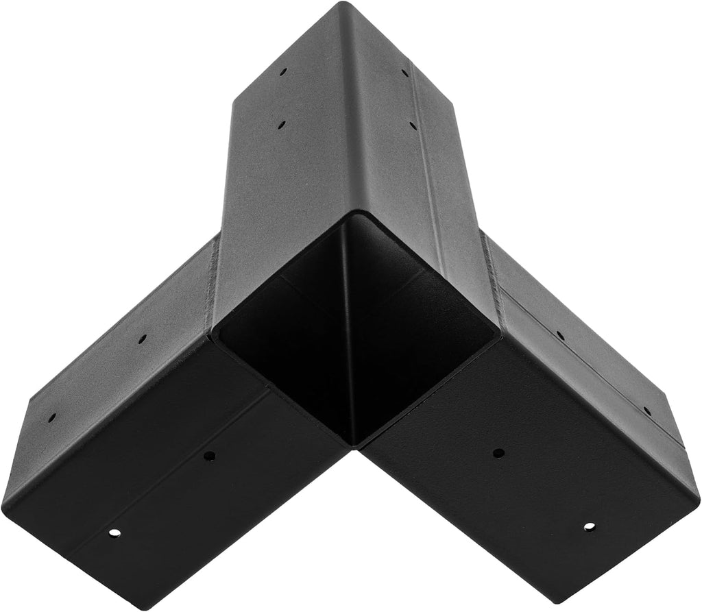 ECOTRIC Pergola Brackets Kit 4x4 (Actual 3.9''x3.9'') Woodworks DIY Pergola kit with 3-Way Right Angle Corner Support Bracket Post Base Kit DIY Elevated Wood Stand Bracket for Outdoor Patio Pergolas