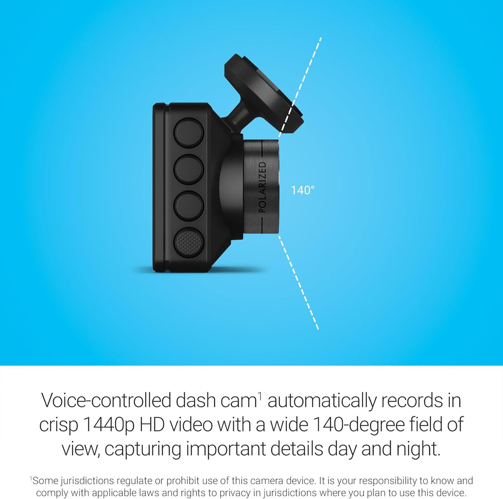 Garmin Dash Cam™ X210, Compact 1440p HD Dash Cam with a 140-degree Field of View, Built in Clarity™ Polarizer, Voice Controlled, GPS, 2.4' Display, Automatic Recording