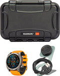 Garmin Fenix 8 Sapphire 51mm GPS Smartwatch with 1.4-Inch AMOLED Display (Spark Orange and Graphite) Bundle with Focus Camera Charger Stand and Focus Charger Port Protectors (9-Pack) (3 Items)