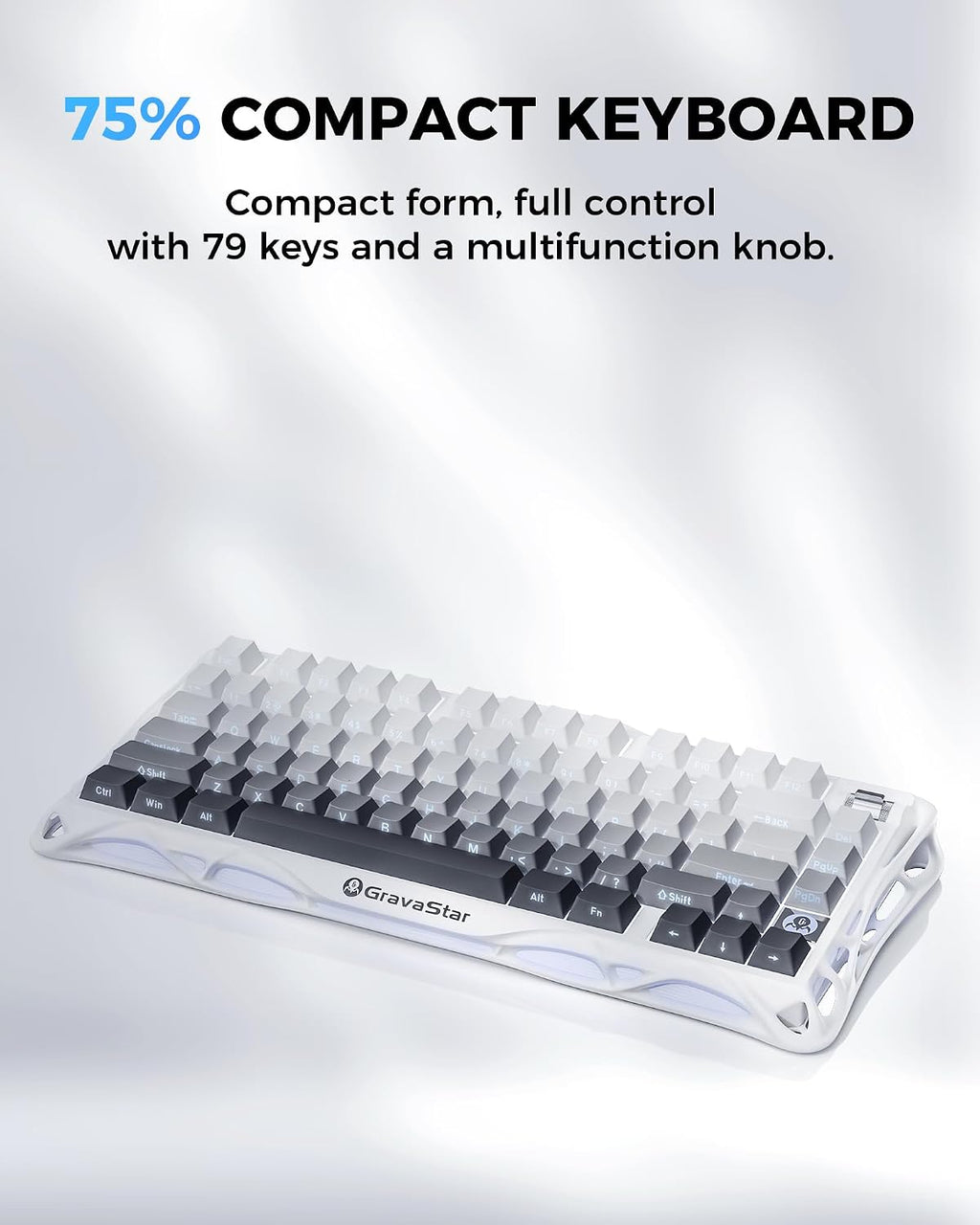 GravaStar Mercury K1 75% Wireless Mechanical Gaming Keyboard, Aluminum Alloy Exoskeleton Design, Gasket Custom Keyboard Hot-Swap Socket, Linear Switches, RGB Backlit
