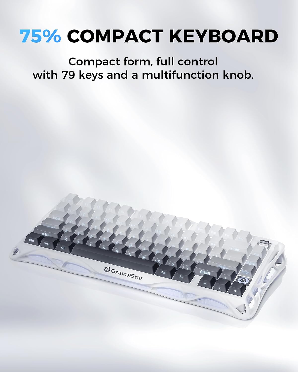 GravaStar Mercury K1 75% Wireless Mechanical Gaming Keyboard, Aluminum Alloy Exoskeleton Design, Gasket Custom Keyboard Hot-Swap Socket, Linear Switches, RGB Backlit