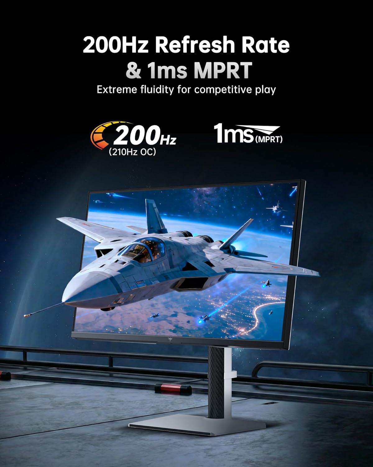 KTC M27T6S 27 Inch Gaming Monitor, 1440P Mini LED Monitor 200Hz(OC 210Hz), 157%sRGB, HDR 1000, 1ms MPRT, Adaptive Sync, HDMI DP Port, Tilt Swivel Pivot Height Adjustment, VESA Mount Vertical Monitors