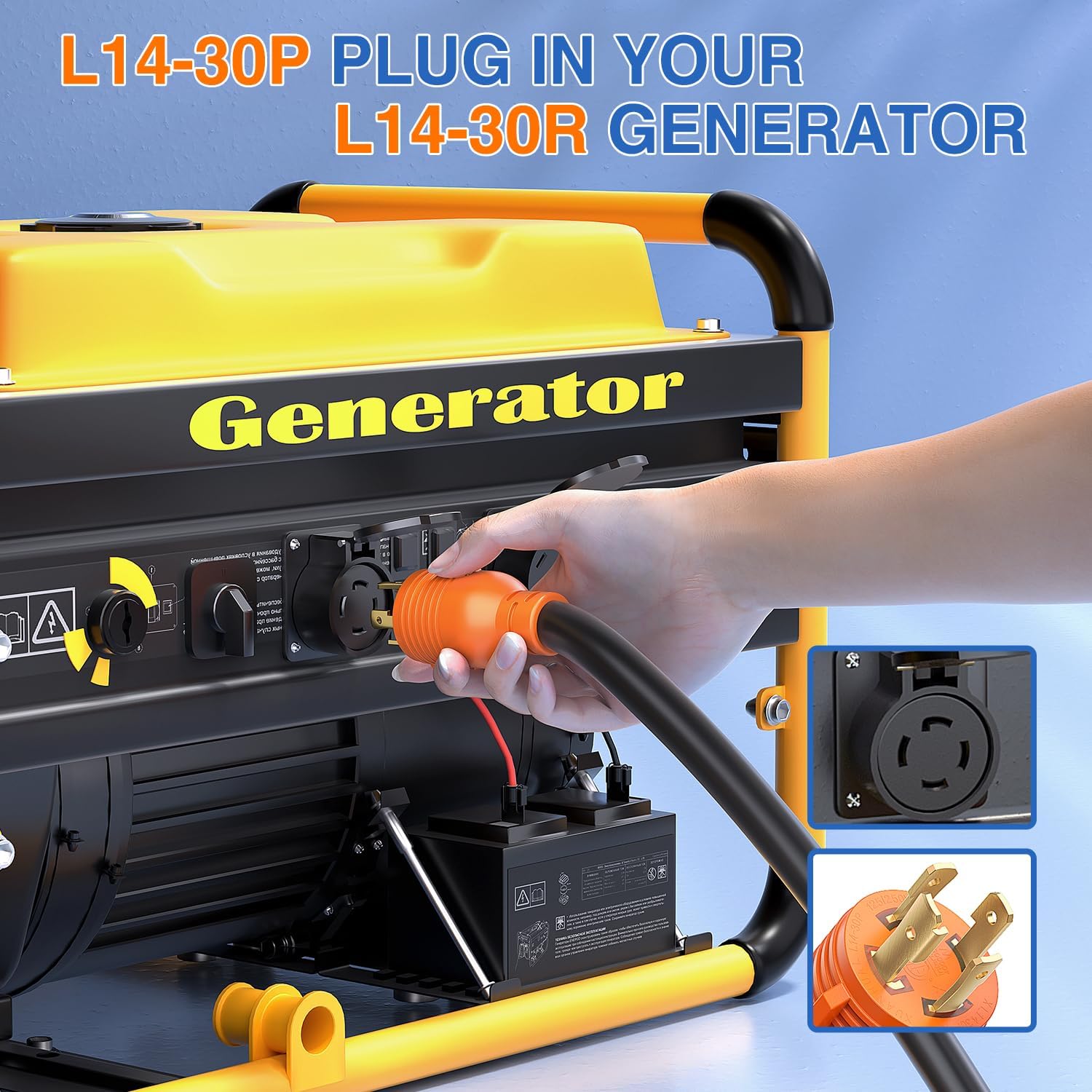 Nilight 30 Amp 100FT Generator Extension Cord 125/250V 7500 Watt Heavy Duty 10 Gauge Pure Copper STW Wire ETL Listed 4 Prong L14-30P L14-30R Cable for RV Camper Outdoor Use