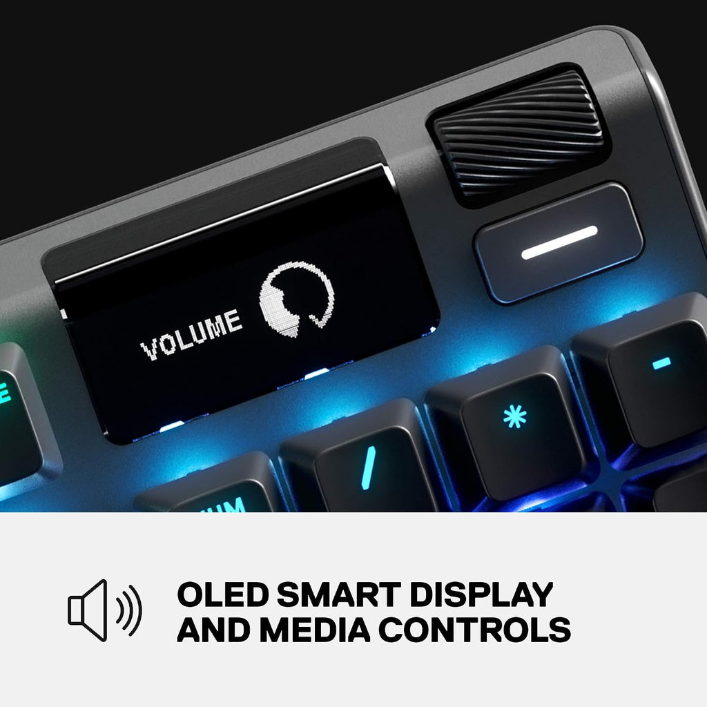 SteelSeries Apex 7 Mechanical Gaming Keyboard – OLED Smart Display – USB Passthrough and Media Controls – Linear , Quiet – RGB Backlit (Red Switch)