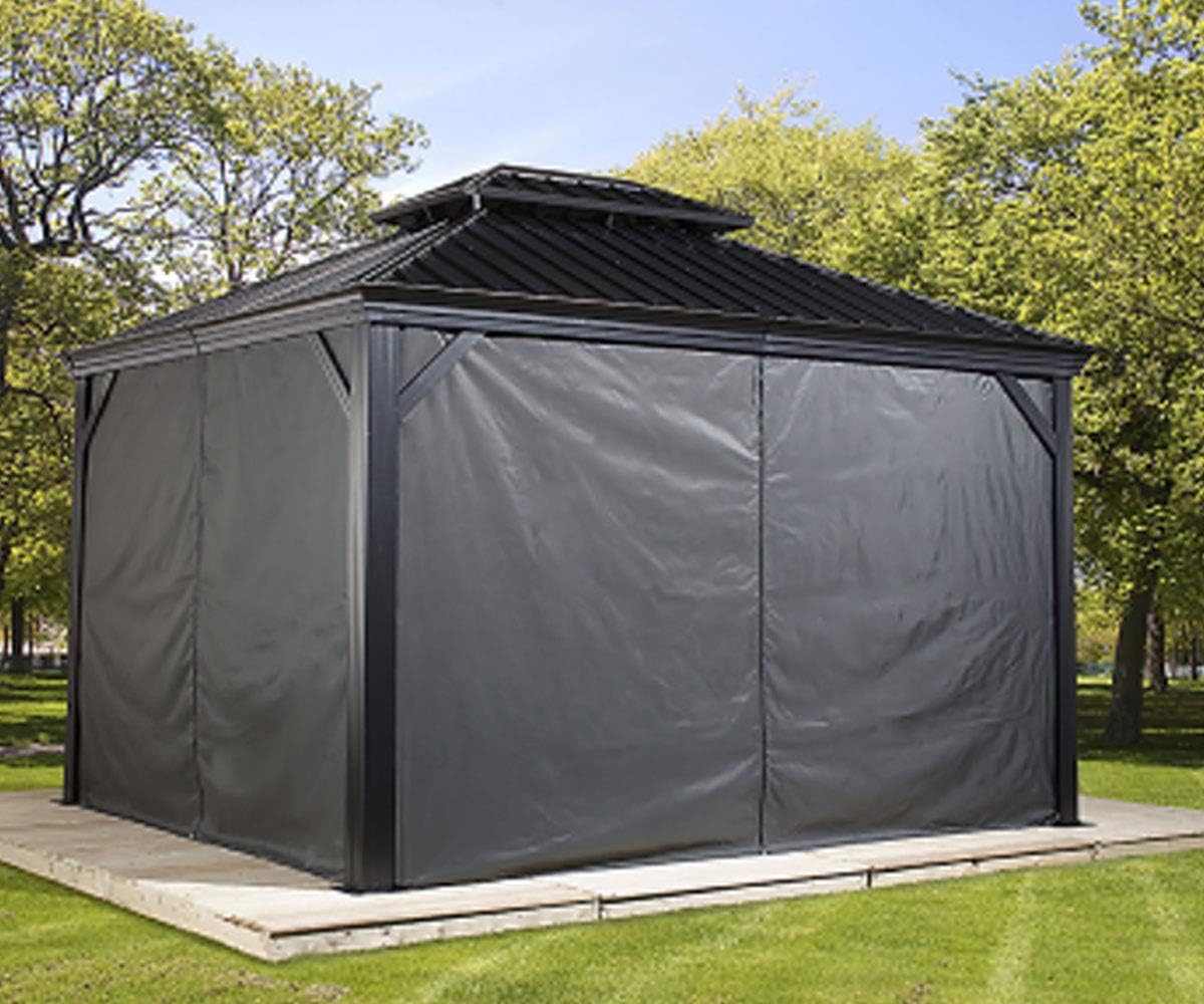 Sojag Accessories Set of 4 12' x 12' Curtains for Monaco/Messina/Mykonos Outdoor Gazebo Models, Curtain only, Mosquito Netting not Included, Grey