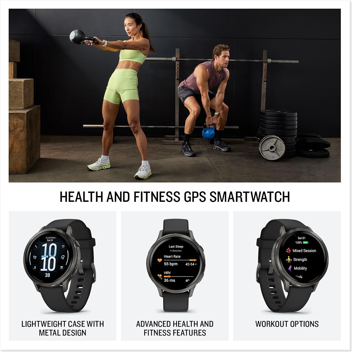 Garmin Venu 4, 41mm, Advanced Fitness Tracker GPS Smartwatch, 1.2' AMOLED Display, Built-in Flashlight, 10 Days of Battery Life, Slate with Black Silicone Band (Watch Bundle)