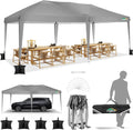 COBIZI 10x20 Pop Up Canopy Tent Without Sidewall Party Tents for Parties Weddings Backyard Waterproof Commercial Instant Outdoor Events Tent with Stakes, Ropes（10 x 20 ft Gray