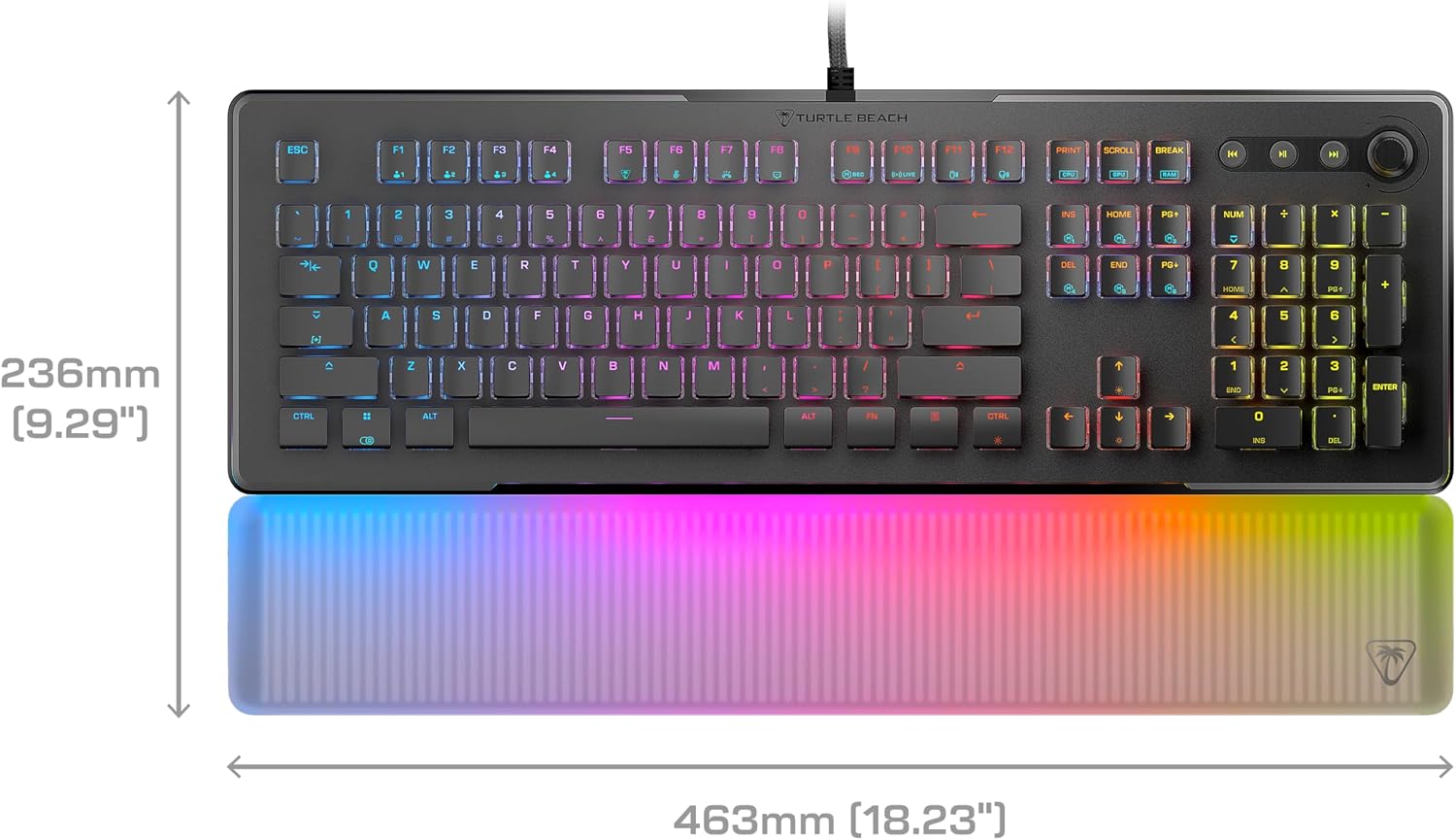 Turtle Beach Vulcan II Max – Optical-Mechanical PC Gaming Keyboard, Customizable RGB Illuminated Keys and Palm Rest, Smart Keys, Titan II Smooth Linear Switches, 200M Keystroke Durability – Black