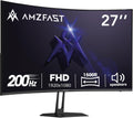 Amzfast 27 inch 200Hz Curved Gaming Monitor, FHD 1080p with Built-in Speakers, FreeSync, MPRT 1ms, 130% sRGB, 3000:1, 1500R, VESA Mount, HDMI 2.0&DP 1.4, 12 Months Warranty Exchange