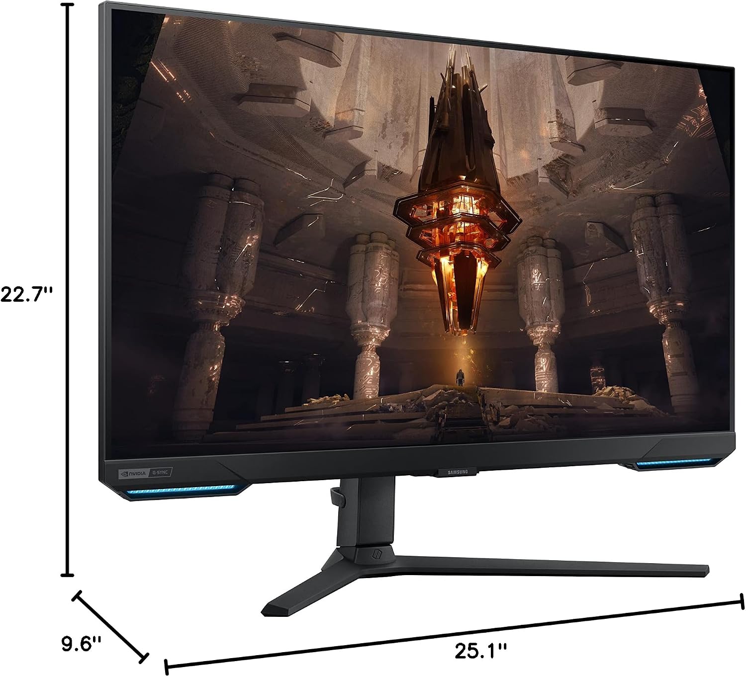 SAMSUNG 28' Odyssey G70B Series 4K UHD Gaming Monitor, IPS Panel, 144Hz, 1ms, HDR 400, G-Sync and FreeSync Premium Pro Compatible, Ultrawide Game View, LS28BG702ENXGO, Black