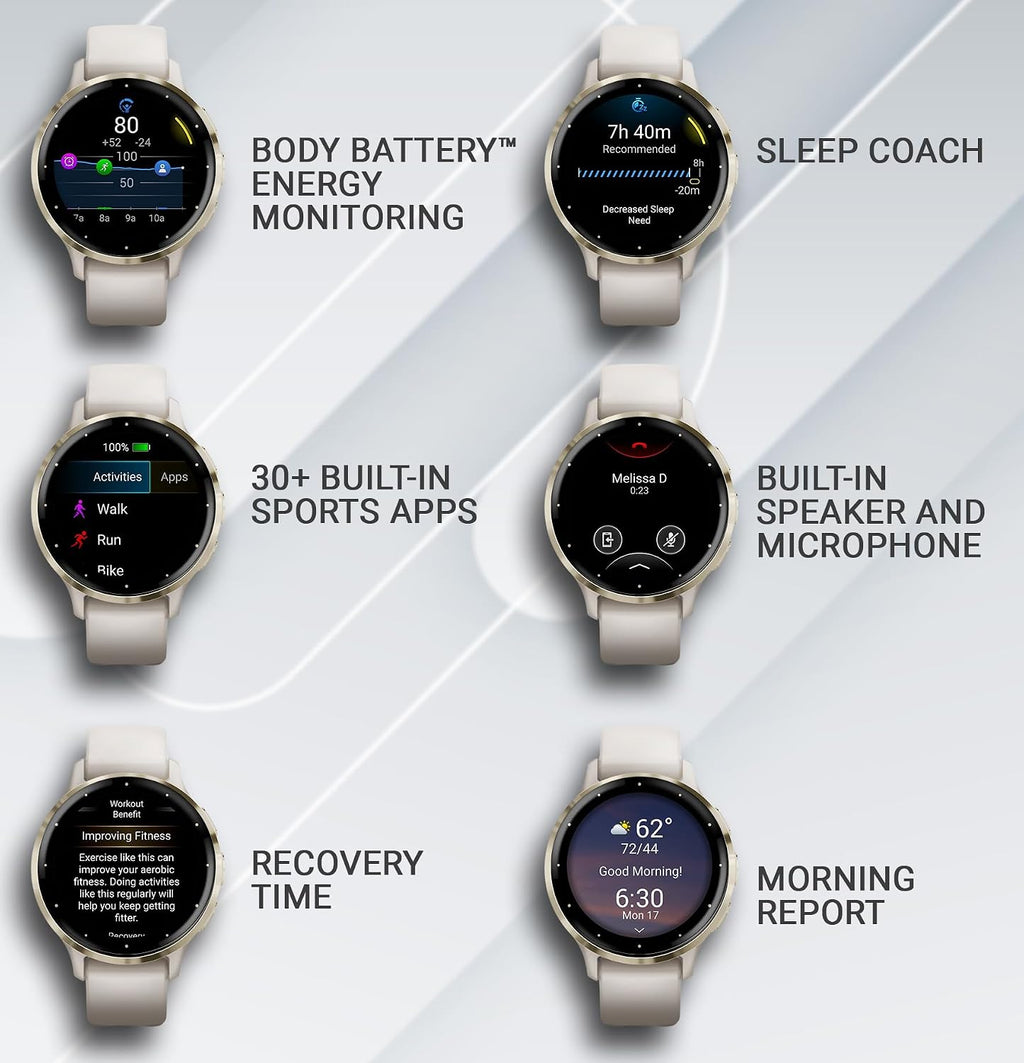 Garmin Venu 3S GPS Smartwatch, AMOLED Display 41 mm Watch, Advanced Health and Fitness Features, Up to 10 Days of Battery, Wheelchair Mode, Sleep Coach, Ivory Case Power Bank Bundle
