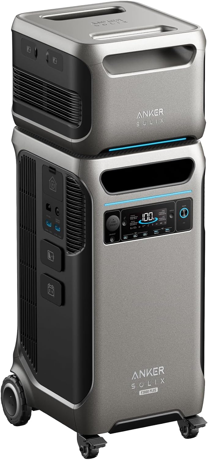 Anker SOLIX F3800 Plus Portable Power Station (2025 NEW) and BP3800 Expansion Battery, 7.68kWh, 3,200W Solar Input, Generators for Home Use, Works with Generator, For Power Outage and Emergencies