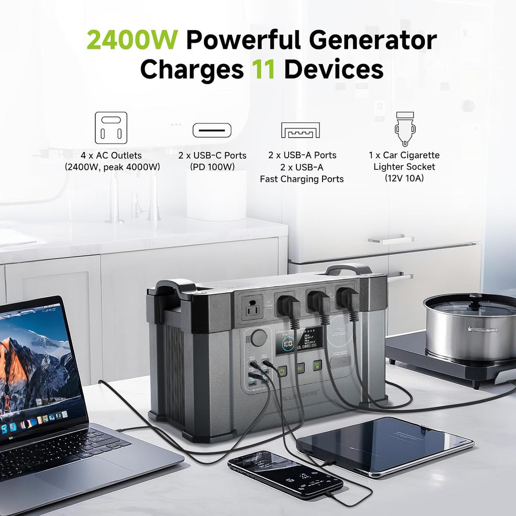 ALLPOWERS S2000 Pro Solar Generator with Panels Included, 2400W MPPT Portable Power Station with SE200 Foldable Solar Panel 200Wx2, Solar Backup Power for Van House Outdoor Camping