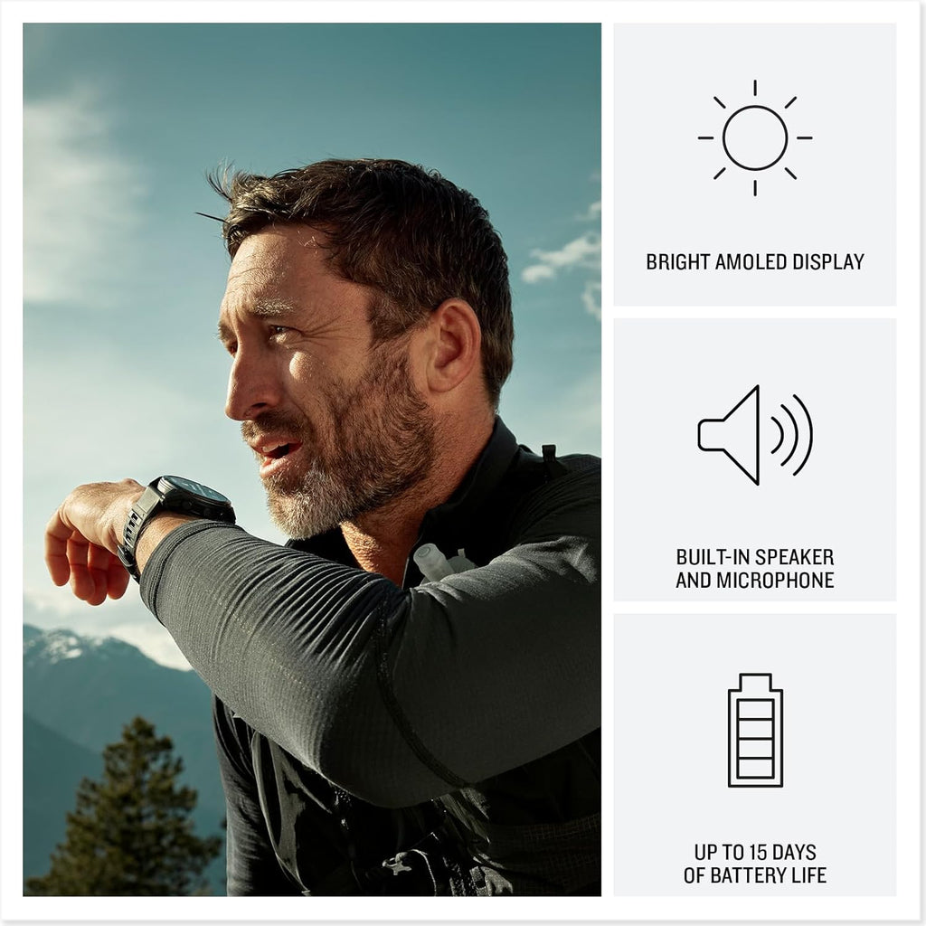 PlayBetter Garmin Fenix 8 Pro AMOLED Sapphire (47mm, Carbon Gray DLC Titanium) Multisport GPS Smartwatch Bundle - 1.4' Touchscreen, inReach Technology Portable Charger & Screen Protectors