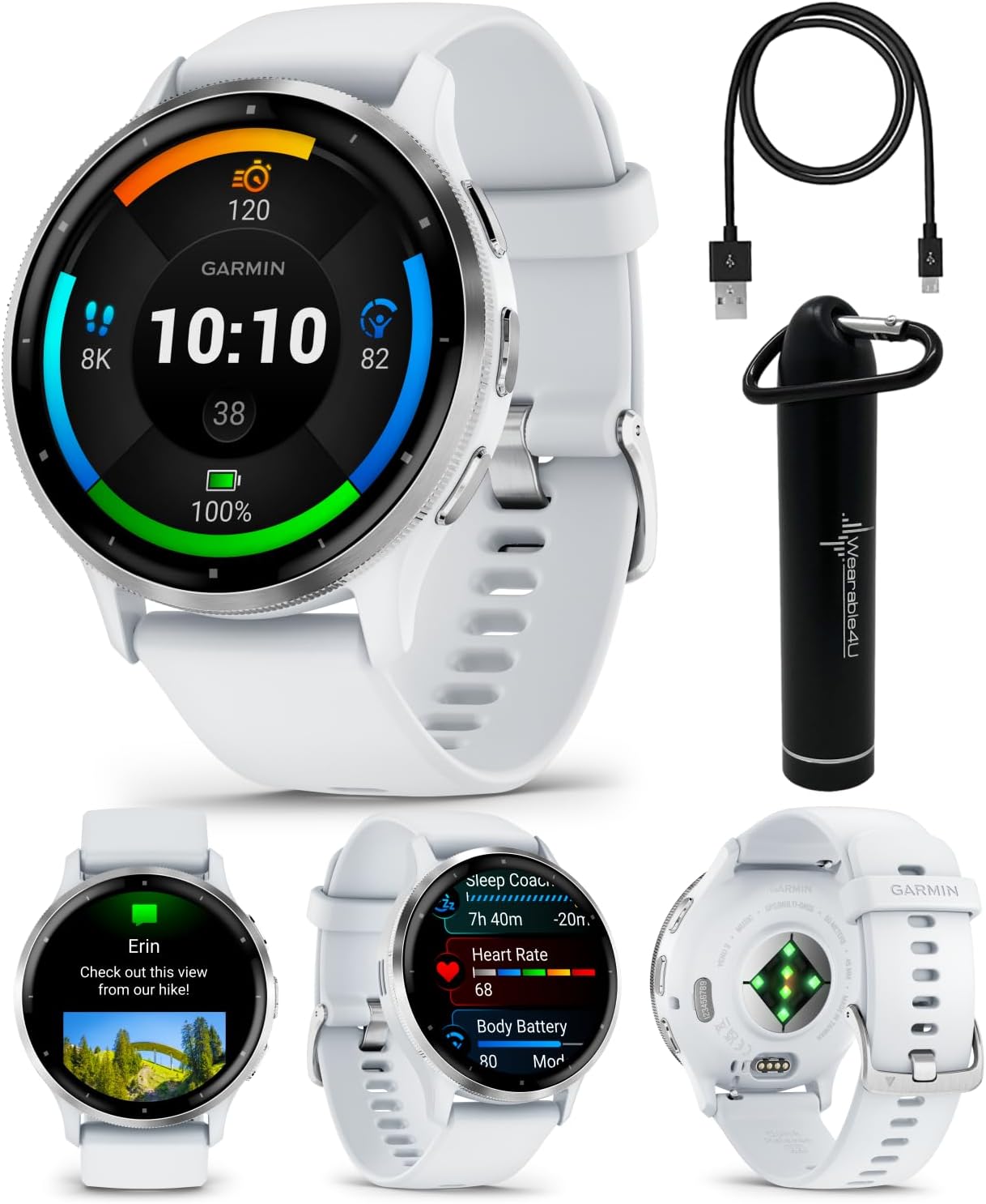 Garmin Venu 3: Silver Stainless Steel 45 mm Smartwatch|AMOLED 1.4' Display Up to 14 Days Battery Life | Multisport Men Watch - Whitestone | Advanced Health & Fitness Features Gift Bundle