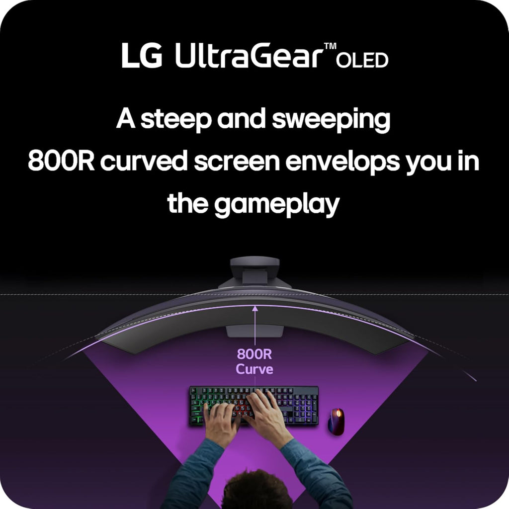 LG 39GS95QE Ultragear OLED Curved Gaming Monitor 39-Inch WQHD 800R 240Hz 0.03ms DisplayHDR True Black 400 AMD FreeSync Premium Pro NVIDIA G-Sync HDMI 2.1 DisplayPort Tilt/Height/Swivel Stand - Black